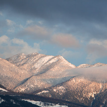 mountains with light